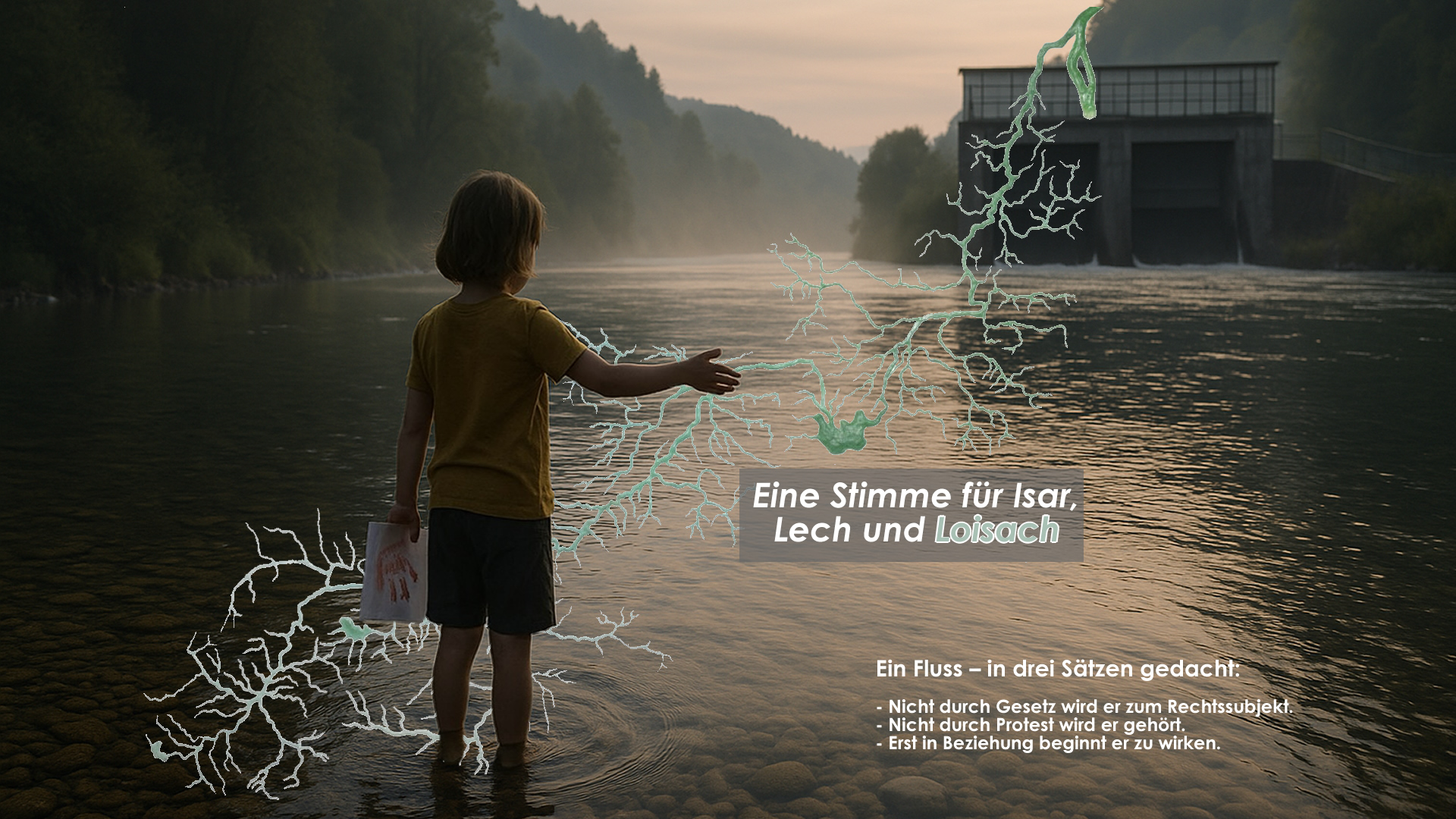 Ein Kind steht an der Loisach
