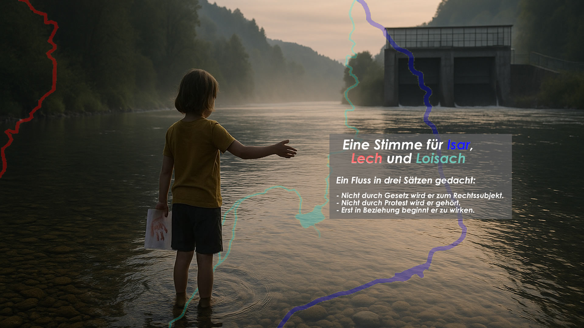 Ein Kind steht an der Loisach